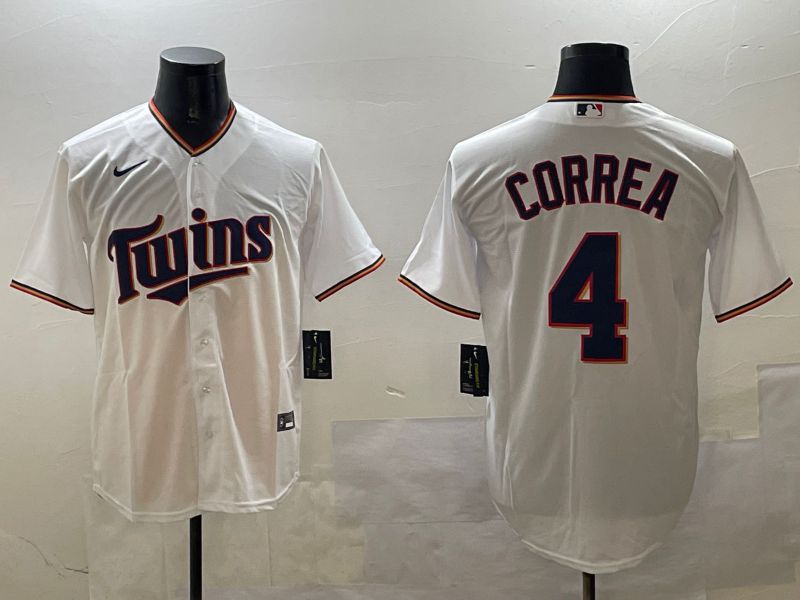 Men Minnesota Twins #4 Correa White Game 2025 Nike MLB Jersey style 1->minnesota twins->MLB Jersey